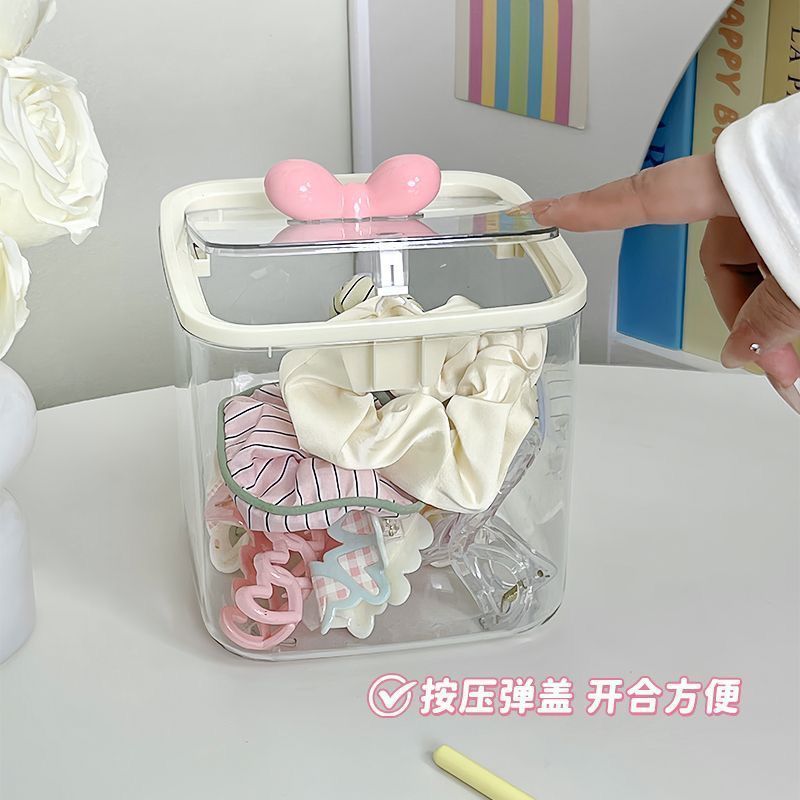 透明女孩桌面首饰收纳盒发圈皮筋萌粒发夹头绳发卡饰品整理盒
