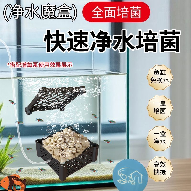 鱼缸净水魔盒滤材盒净化水质除臭去黄水细菌屋镂空盒子