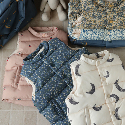 北欧风轻奢儿童马甲秋冬季宝宝背心女童夹棉马夹男童坎肩洋气外穿