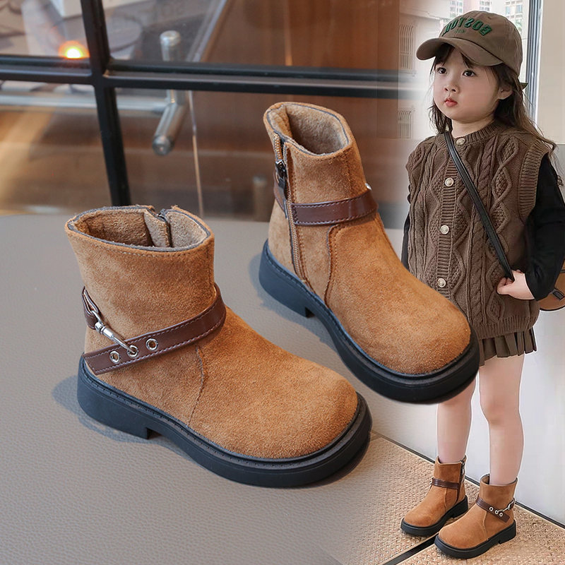 复古新款保暖加绒洋气秋冬短靴