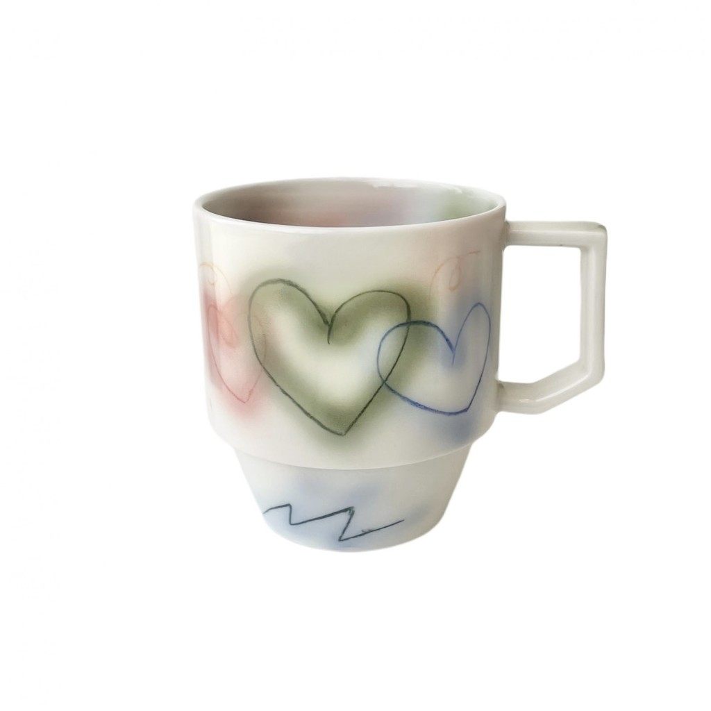 ABOAW成熟优雅风爱心图案陶瓷马克杯白色简约水杯