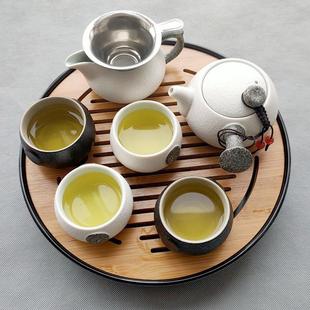 家用简约客厅储水式 功夫茶具小套装 干泡茶盘小茶台陶瓷侧把壶茶杯