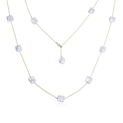 Idokawa方块巴洛克淡水珍珠项链