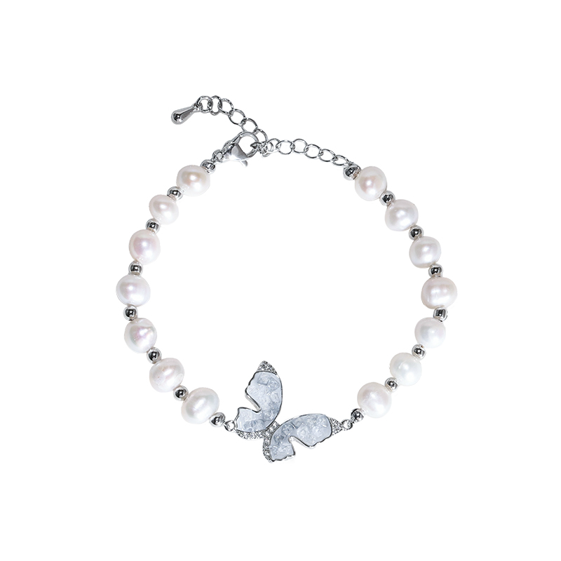 Idokawa海盐冰晶蝴蝶珍珠手链