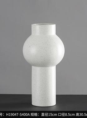 博家居家居简约白色斑点黏x土直筒陶瓷花瓶摆件西软装饰品花器