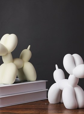 彩色气球狗摆件客厅电视柜办公桌摆件室内摆件树R脂工艺品动物摆