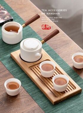 白瓷茶艺旅行功夫茶具套装w便携包侧边泡茶壶干泡茶盘家用loo