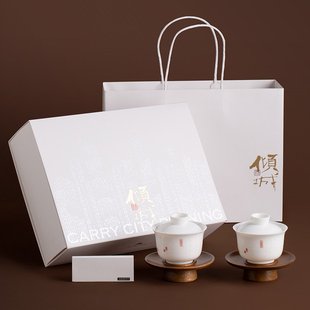 中秋国庆伴手礼水调歌头盖碗茶香薰蜡烛礼盒檀香中式国风茶碗香氛