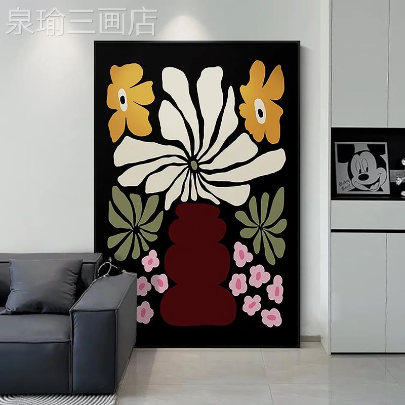 网红沙现代简中约古风植物花卉时尚艺画术装饰客大幅厅发背景墙落图片