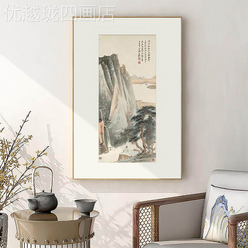 网红张新中式玄走关装饰画画千山大水画竖版廊风景国画办公室挂壁