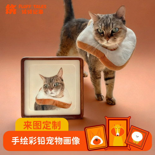 宠物画像定制狗狗喵咪肖像画鹦鹉手绘头像照片纪念素描萌宠铅笔画