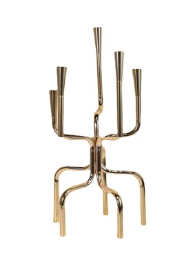 现代极简多头烛台金属电镀摆件轻C奢样板房售楼处酒店餐桌装饰品