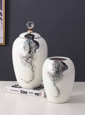 白瓷手工陶瓷罐储物罐新中式家居B摆件大号罐子玄关电视柜软装摆