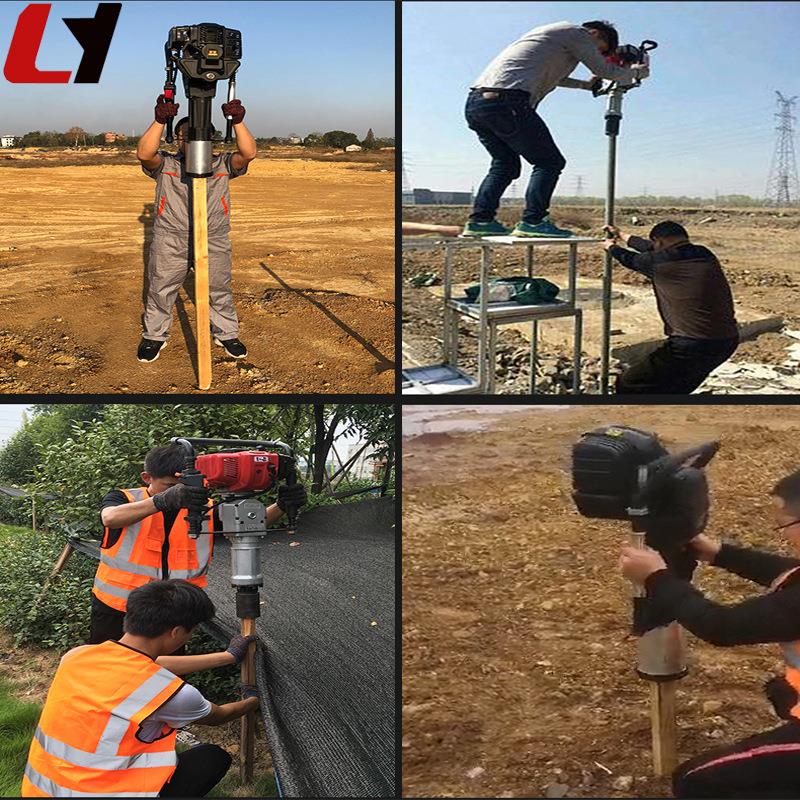 多功能围栏建设立桩机 湿土地木桩打桩机 震动式汽油栽桩机