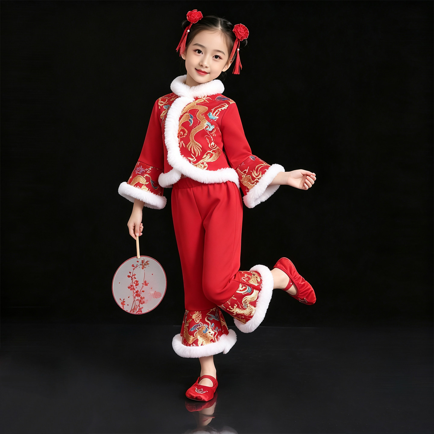 十一儿童喜庆演出服幼儿园秧歌服开门红幼儿园舞蹈打鼓表演服装