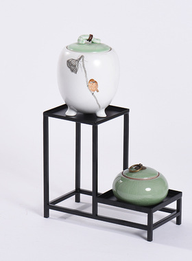 小博古架多宝阁简约现代日式铁艺紫砂壶架子小型桌面置.物架展示