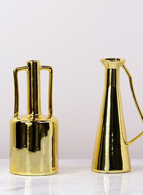 现代简约几何体花器软装t艺术样板房售楼处办公楼托盘配饰摆件