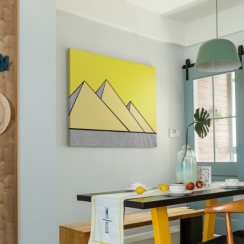 波普艺术 李奇登斯坦 餐厅装饰画 抽G象前卫时尚挂画 山 黄色壁画
