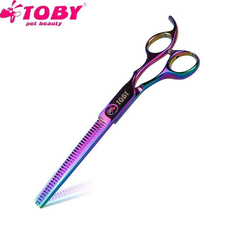 TOBY彩钢炫彩宠物美容剪刀直剪牙C剪弯剪7寸7.5寸8寸9寸狗毛剪