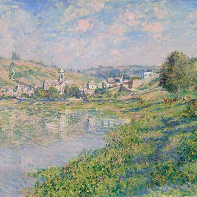 欧式monet维特伊风景vetheuil莫奈油画纯手绘客厅挂Y画田园装饰画