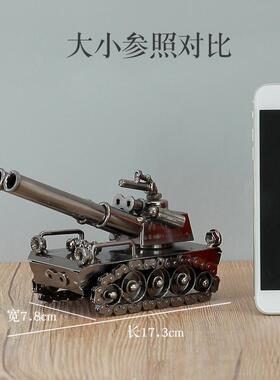 创意品摆件坦克模型装饰合金工艺金属摆设家居铁艺复W古客厅酒柜