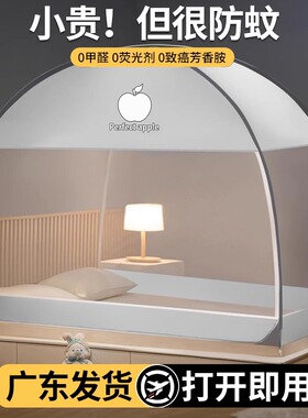 夏季蒙古包蚊帐家用2026新款卧室免安装儿童防摔尘可折叠纹帐双门