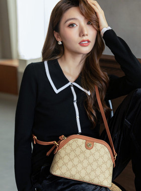 皮尔卡丹百搭包包女贝壳包斜挎包单肩包手机包时尚经典包包