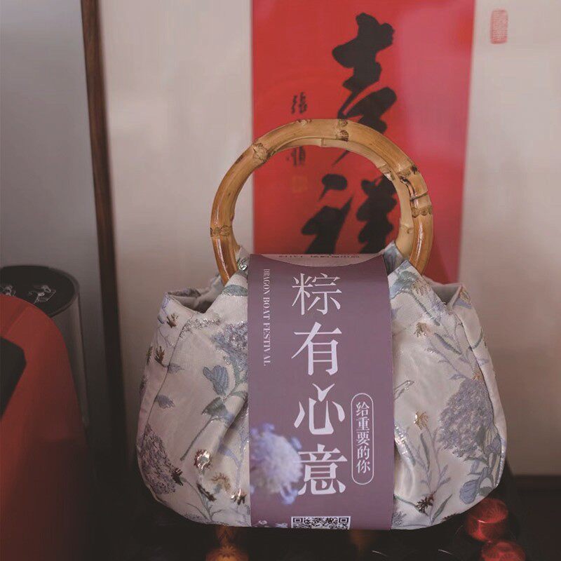 端午礼品袋竹节圆手提袋子中国风创意手提袋帆布袋环保国潮风