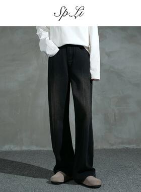 SPLi【三本针中线巴黎黑牛】休闲美式牛仔裤男夏宽松直筒阔腿长裤