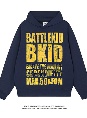 FOCK美式重磅潮牌个性字母做旧秋冬款连帽情侣宽松卫衣国潮外套