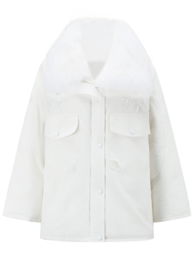 Snow Queen Down Coat 白色刺绣雪皇后90白鹅绒狐狸毛领羽绒服