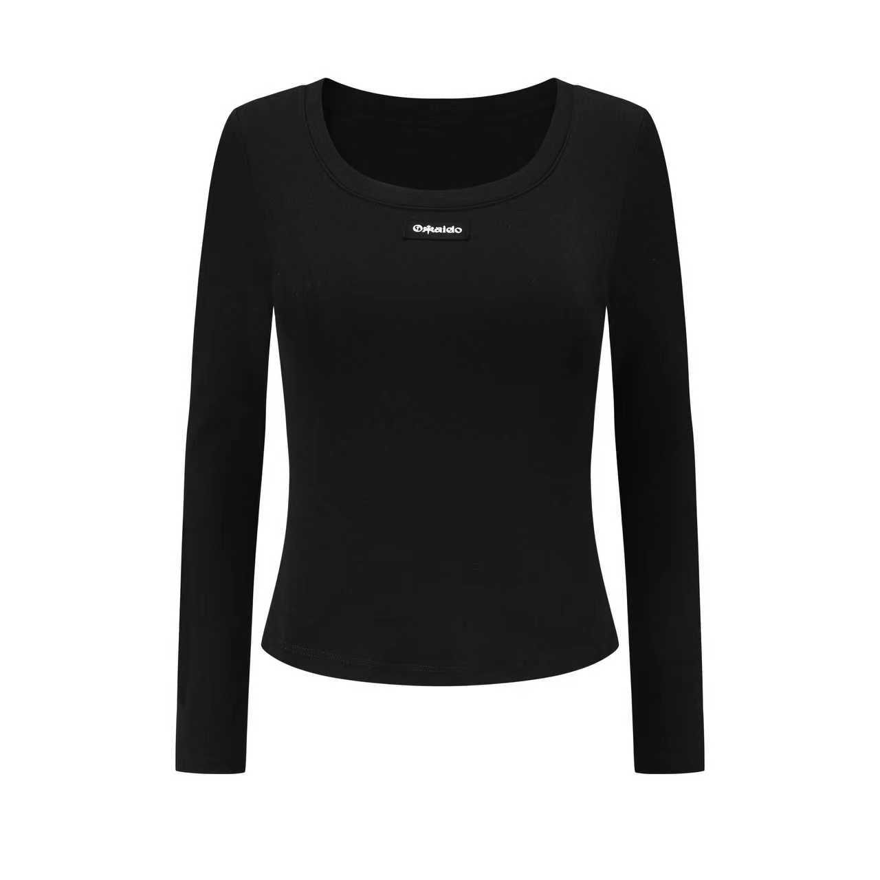 方领自带胸垫修身弹力T恤