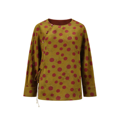Golden Persimmon Red Jacket 金柿红果波点桑蚕丝薄款上衣外套