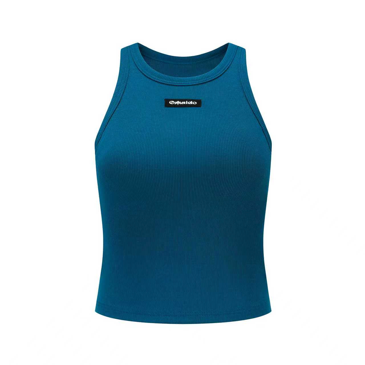 黑色修身自带胸垫针织背心