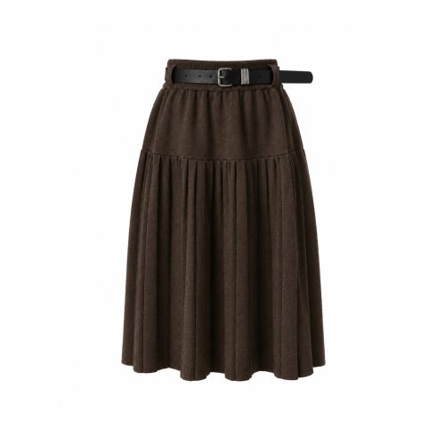 Knit Pleated Skirt 藤堂静学姐针织腰带设计百褶半身裙