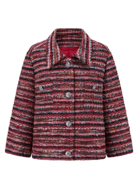 Rose Garnet Tweed-Style Jacket 瑰丽典雅织宴中长袖外套