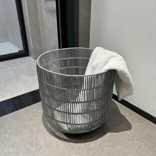 ins北欧轻奢家用防水编织收纳脏衣篮浴室脏衣篓仿藤编大号洗衣篮
