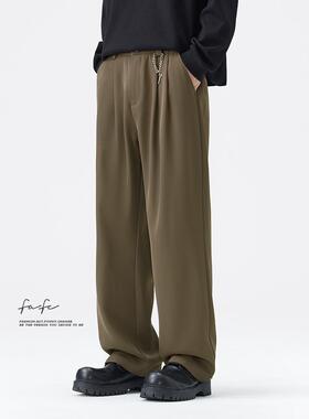 FAFC春季新款简约高级感西裤潮牌宽松直筒阔腿垂坠感休闲长裤男士