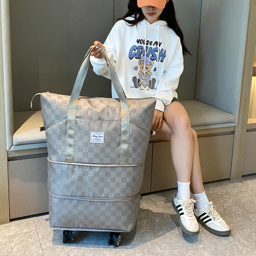 万向轮旅行包女带轮子手提收纳包