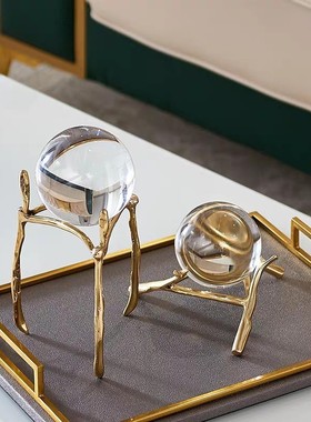 水晶球摆件欧式客厅样板间软装书C房玄关办公室美式酒柜轻奢工艺