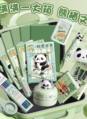 aesthetic panda pencil case set熊猫文K具套装stationary gift