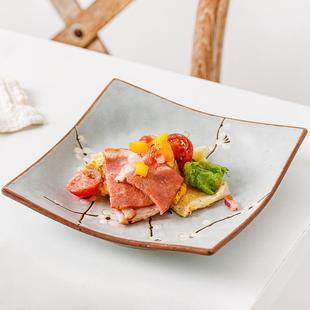 餐具蓝梅四方盘餐具家用个性 日本进口陶瓷日式 盘子菜盘饺子盘摆盘