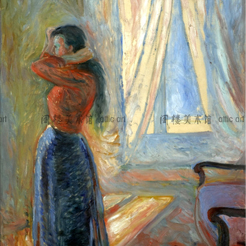 Edvard Munch 蒙克 镜子前的女人 装饰画无框S画风景 客厅书房酒
