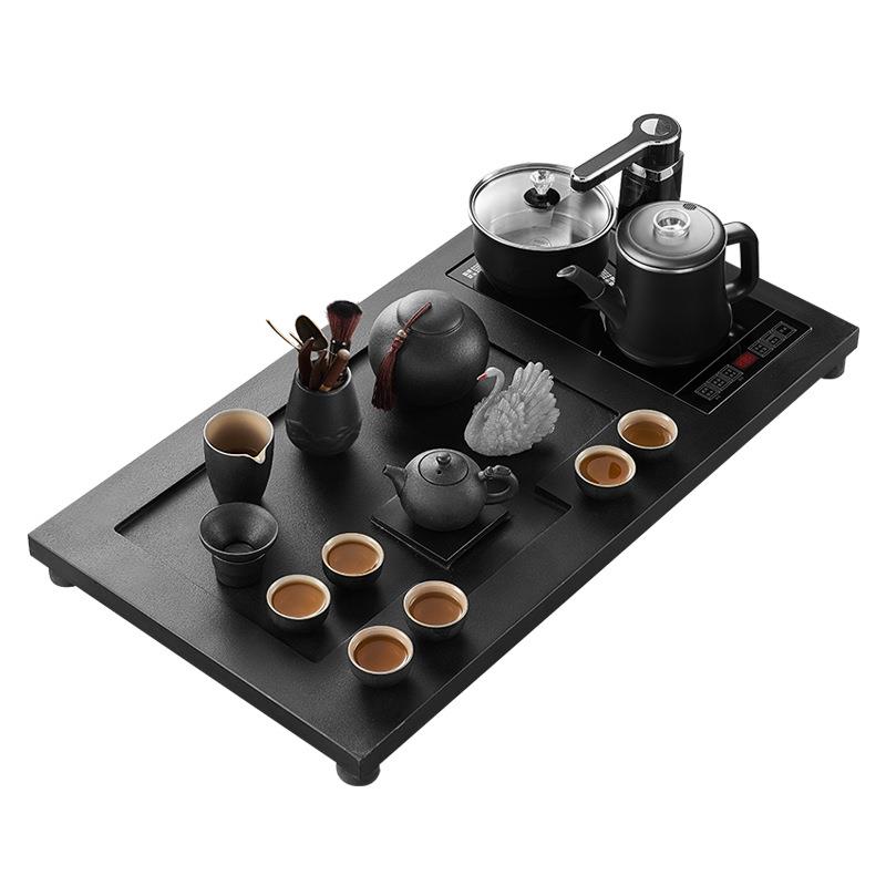 乌金石茶盘茶具套装全自动烧水壶电磁炉一体家用茶海办公室茶台