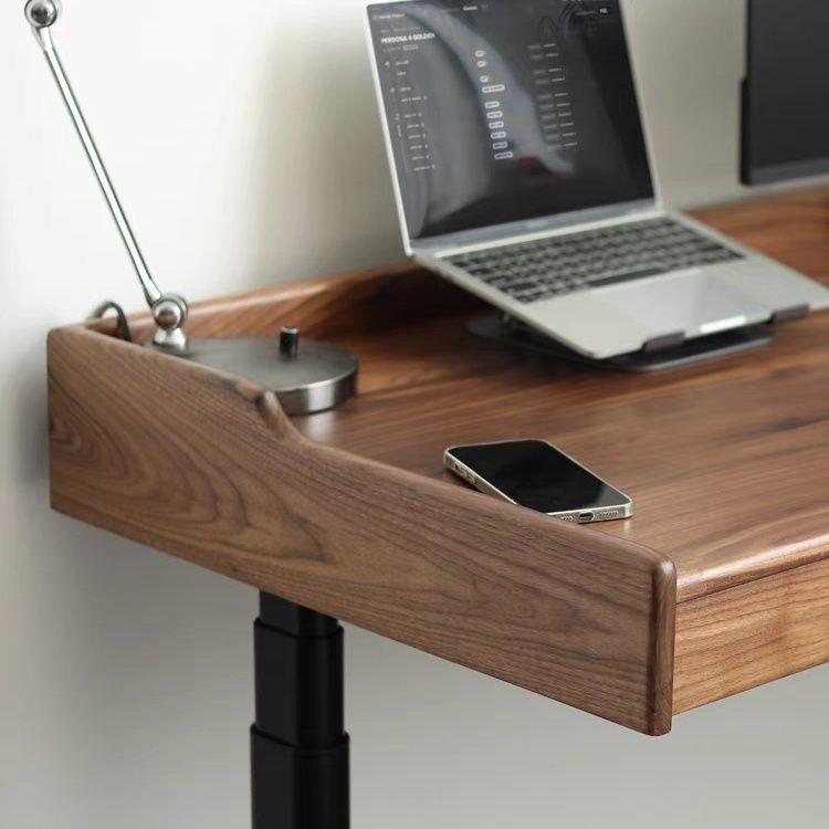 实木黑胡桃木电动升降桌电脑智能移动办公电竞升降式工作台书桌