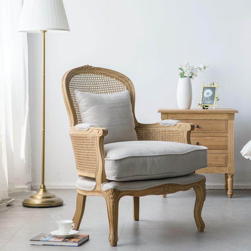 北欧乡村复古北欧橡木实木棉麻三防布艺单人沙发扶手藤面休闲椅,机械设备,橡胶设备,淘宝优惠券,粉丝福利购,淘宝优惠卷
