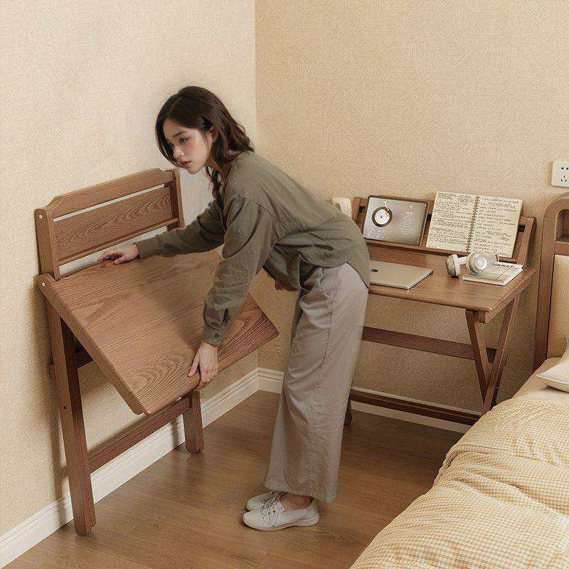 简约现代可折叠书房书桌带书架级环保家用学生儿童家用书写字桌子