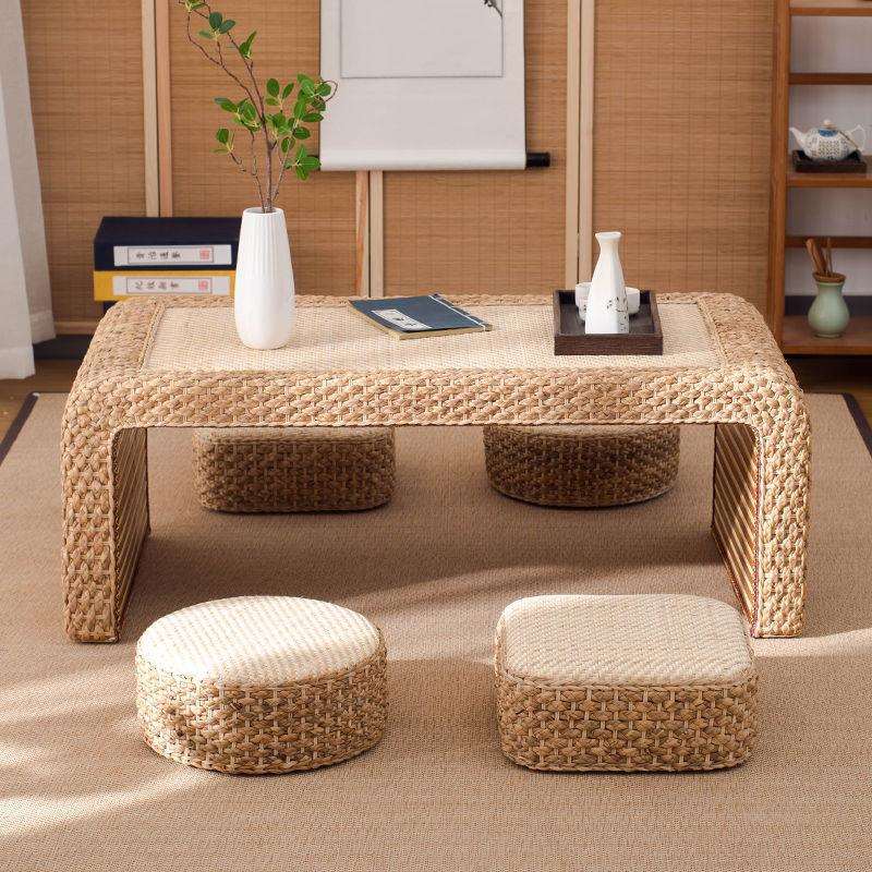 藤编榻榻米桌子小茶几日式矮炕桌家用飘窗桌阳台国学桌厂家跨境