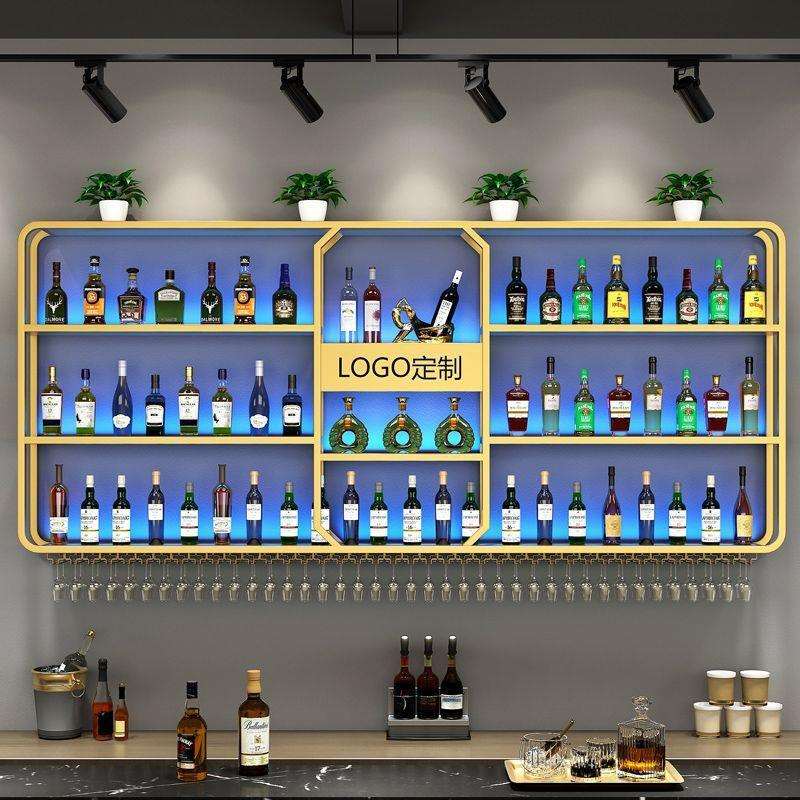 铁艺壁挂式墙上吧台酒架餐厅酒吧酒柜墙上壁挂式墙置物架轻奢工业