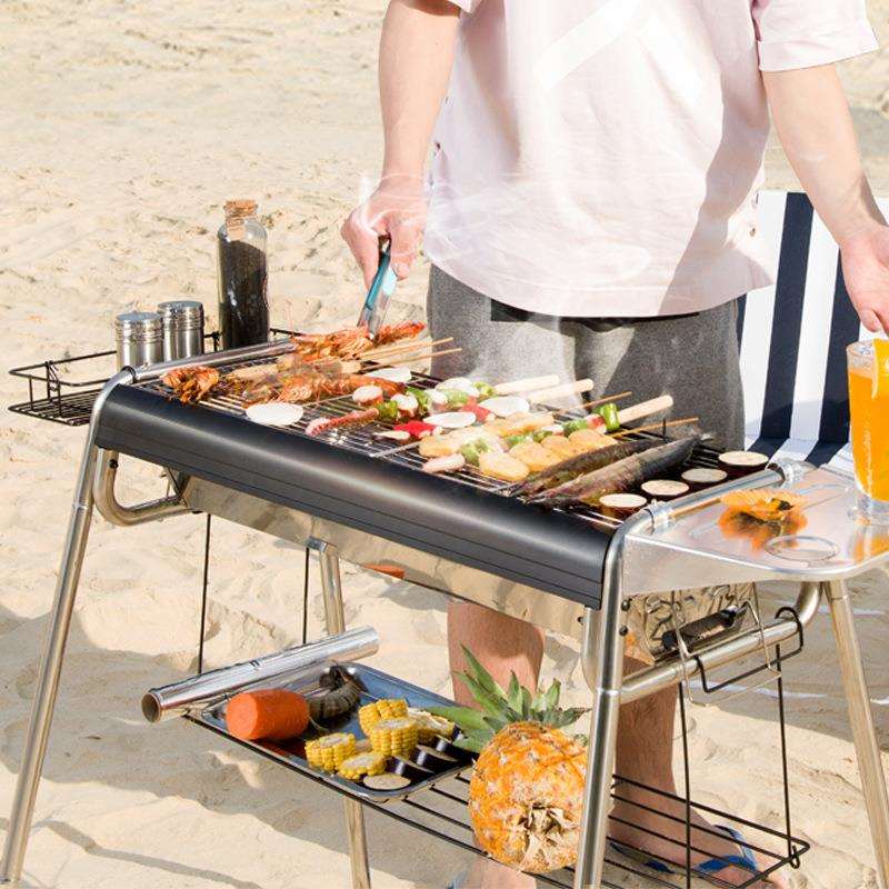 全套加厚烧烤炉家用不锈钢烧烤架野外木炭户外工具碳烤肉炉子架子